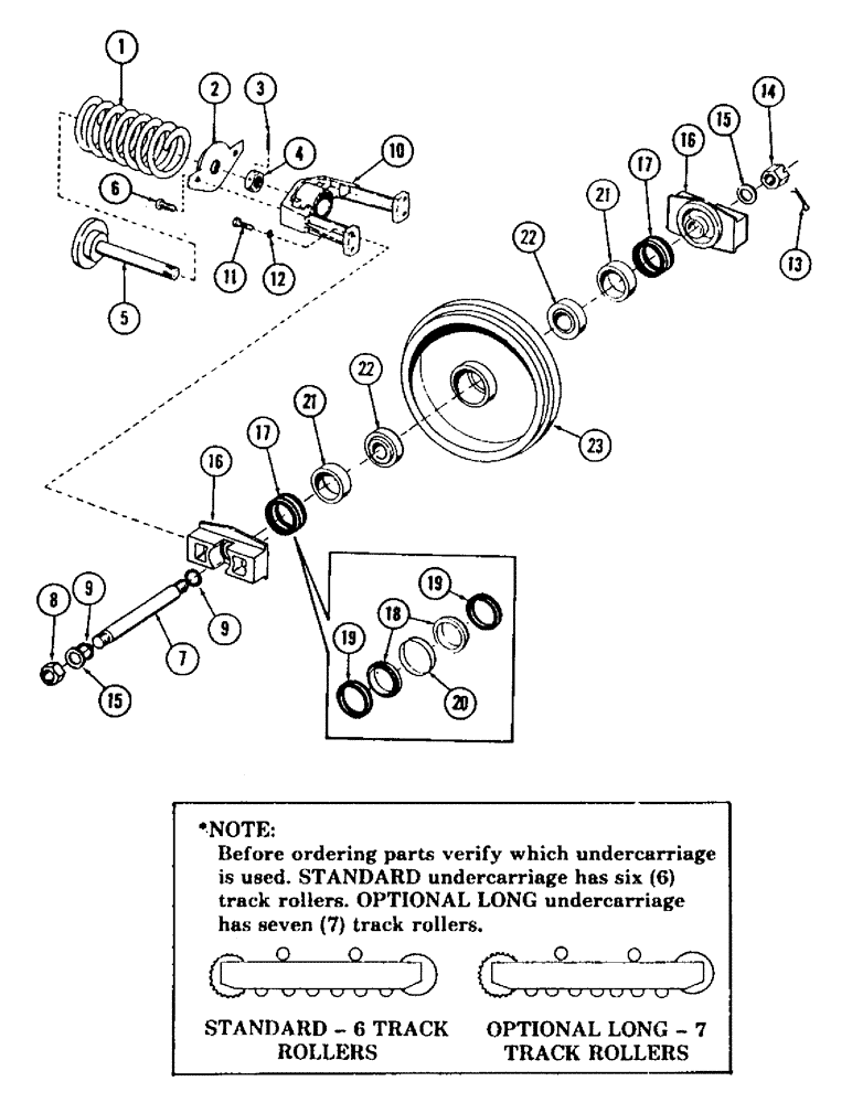 Схема запчастей Case 880B - (138) - IDLER WHEEL AND TRACK ADJUSTER, *(USED ON UNITS WITH STANDARD UNDERCARRIAGE) (04) - UNDERCARRIAGE