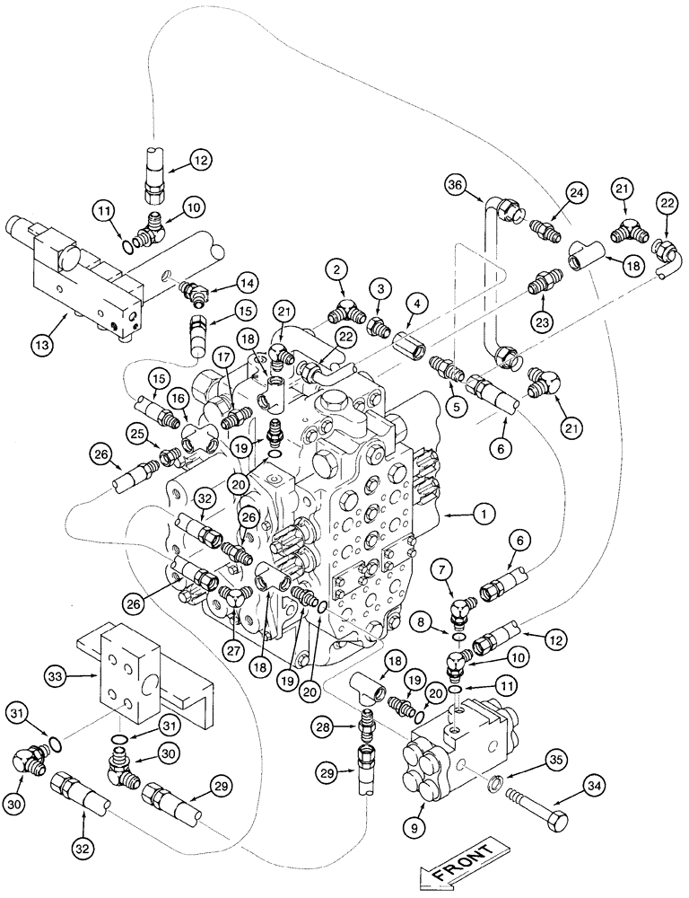 Схема запчастей Case 9050 - (8-36) - HYDRAULIC CONTROL CIRCUIT, CUSHION VALVE HYDRUALICS (08) - HYDRAULICS