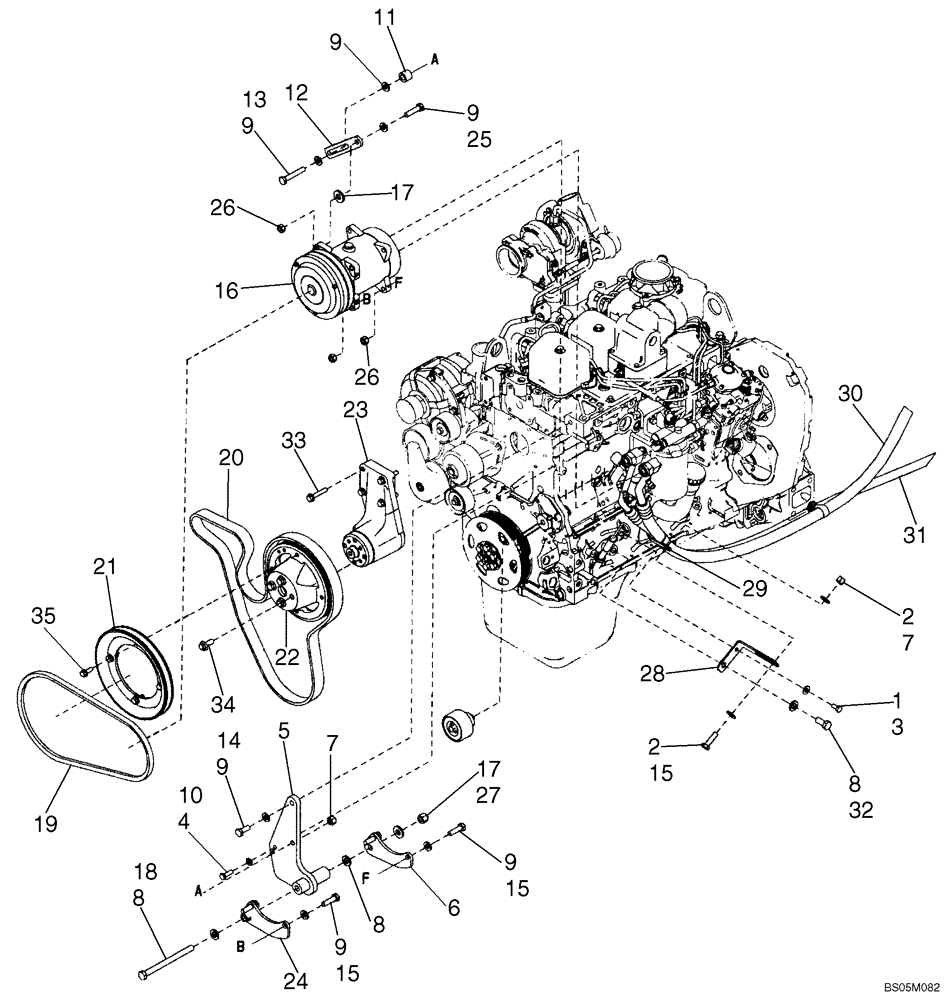 Схема запчастей Case 621D - (09-57A) - AIR CONDITIONING - COMPRESSOR MOUNTING - IF USED (09) - CHASSIS