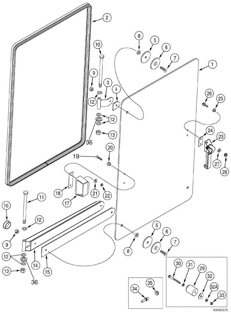 Схема запчастей Case 821C - (09-39) - CAB DOOR - WINDOW, LEFT-HAND (09) - CHASSIS