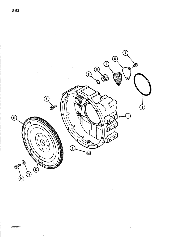 Схема запчастей Case 780C - (2-52) - FLYWHEEL AND HOUSING, 6T-590 ENGINE (02) - ENGINE