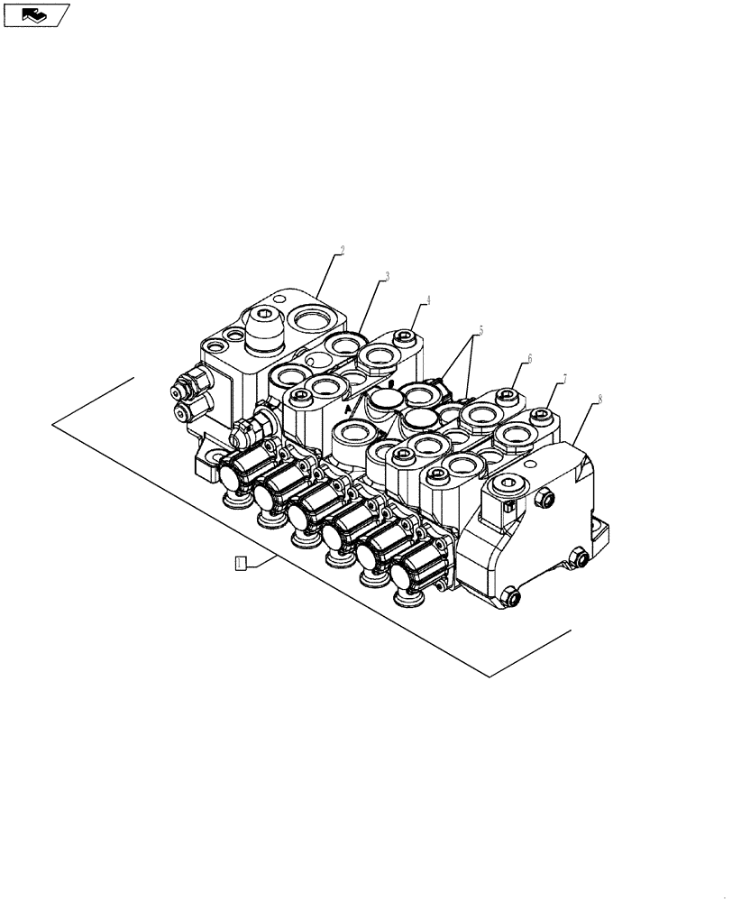 Схема запчастей Case 580SN WT - (35.726.16[02]) - VALVE - BACKHOE CONTROL, 6 SPOOL (W/O EXT DIPPER, W/O AUX HYDS, W/ PILOT CONTROLS) (35) - HYDRAULIC SYSTEMS