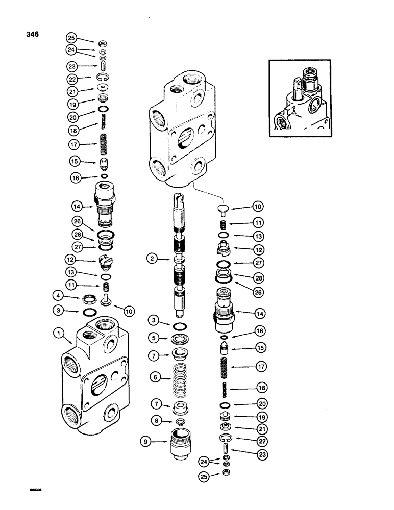 Схема запчастей Case 580SD - (346) - BACKHOE CONTROL VALVE, DIPPER AND BUCKET SECTION (08) - HYDRAULICS