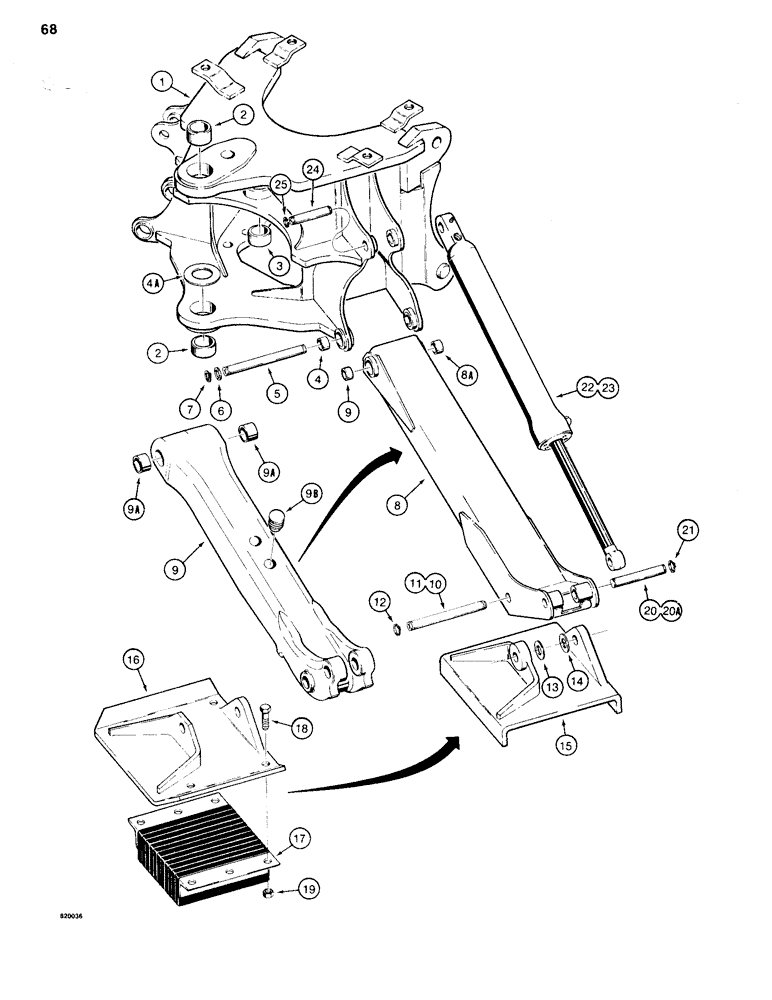 Схема запчастей Case 35A - (68) - MOUNTING FRAME AND STABILIZERS 