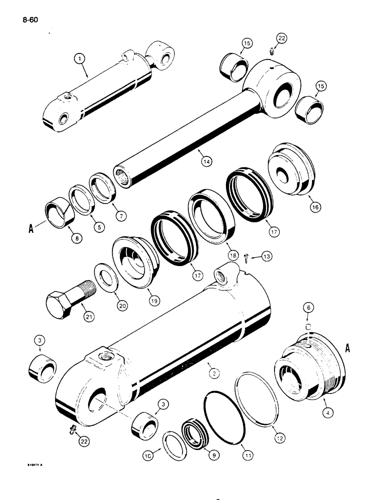 Схема запчастей Case 855D - (8-060) - G103467 DOZER ANGLE CYLINDERS (08) - HYDRAULICS