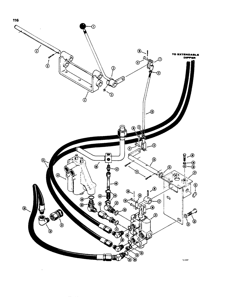 Схема запчастей Case 35 - (116) - HYD EXTENDABLE DIPPER, 4 EXTENSION HYDS, VALVES & CNTRLS, CASE-CESSNA VALVES 