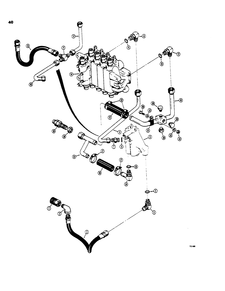 Схема запчастей Case 35 - (040) - BACKHOE INTERMEDIATE HYDRAULICS, CASE-CESSNA VALVES 