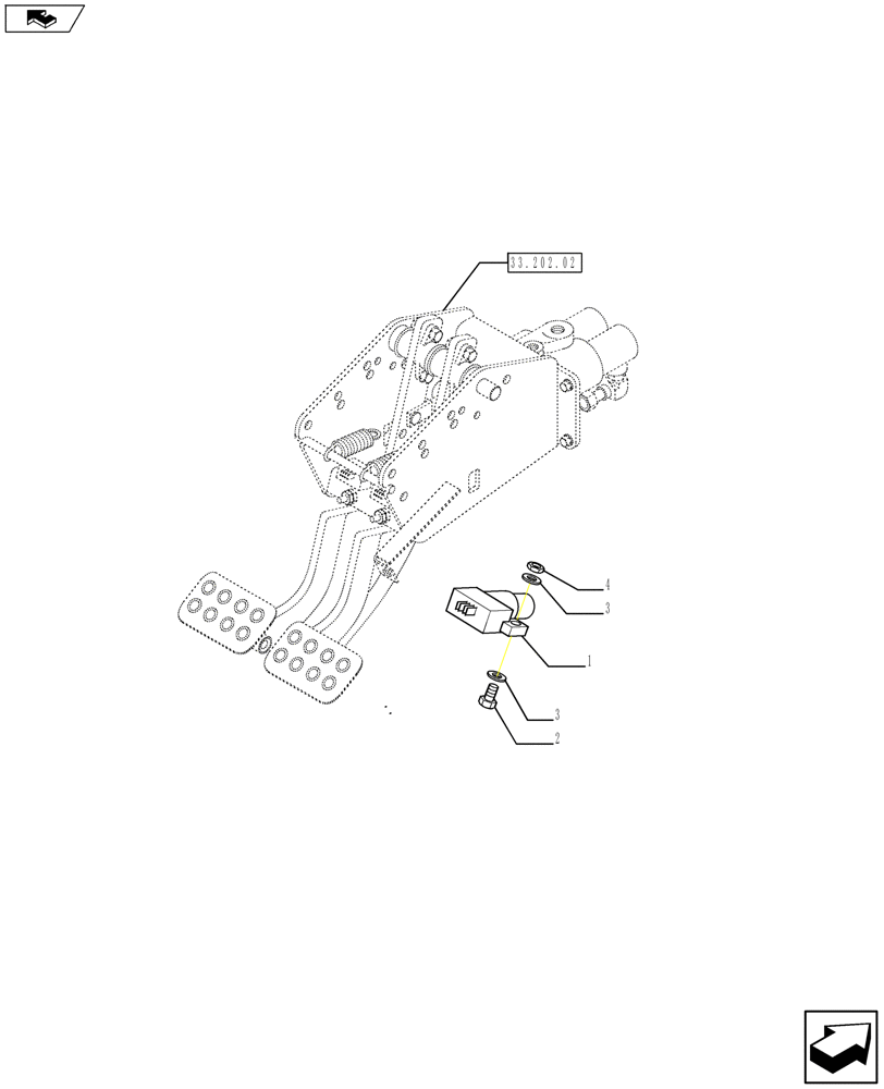 Схема запчастей Case 590SN - (55.408.08) - BRAKE SYSTEM AND CLUTCH PEDAL SWITCHES (55) - ELECTRICAL SYSTEMS