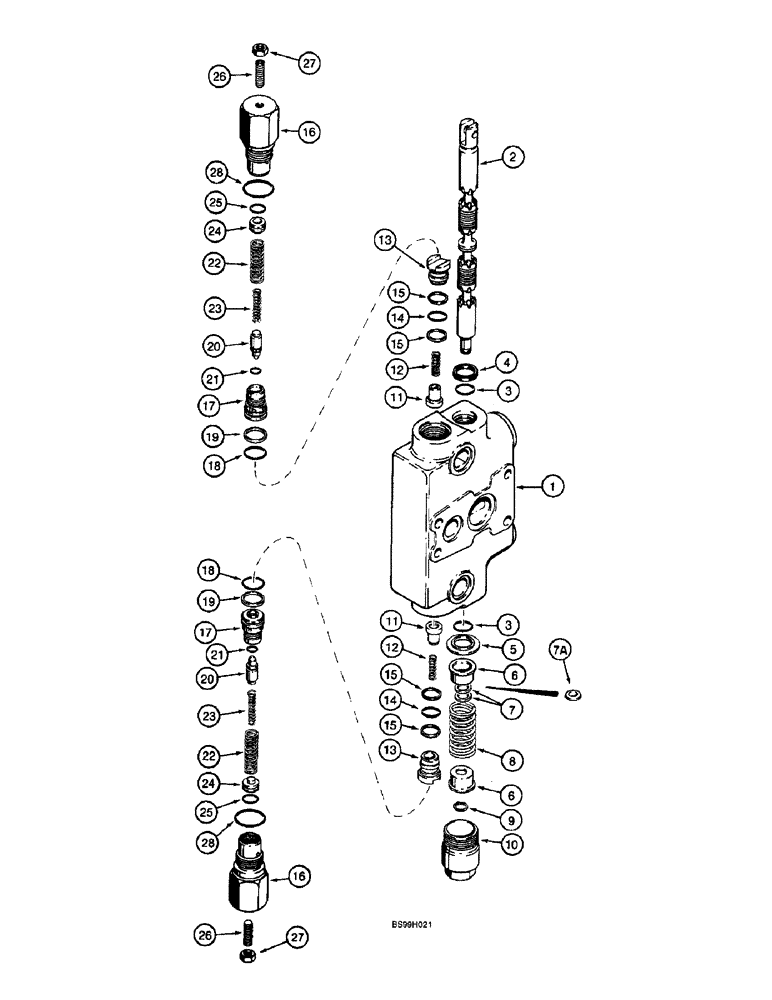 Схема запчастей Case 590SL - (8-98) - BACKHOE CONTROL VALVE, BUCKET SECTION (08) - HYDRAULICS