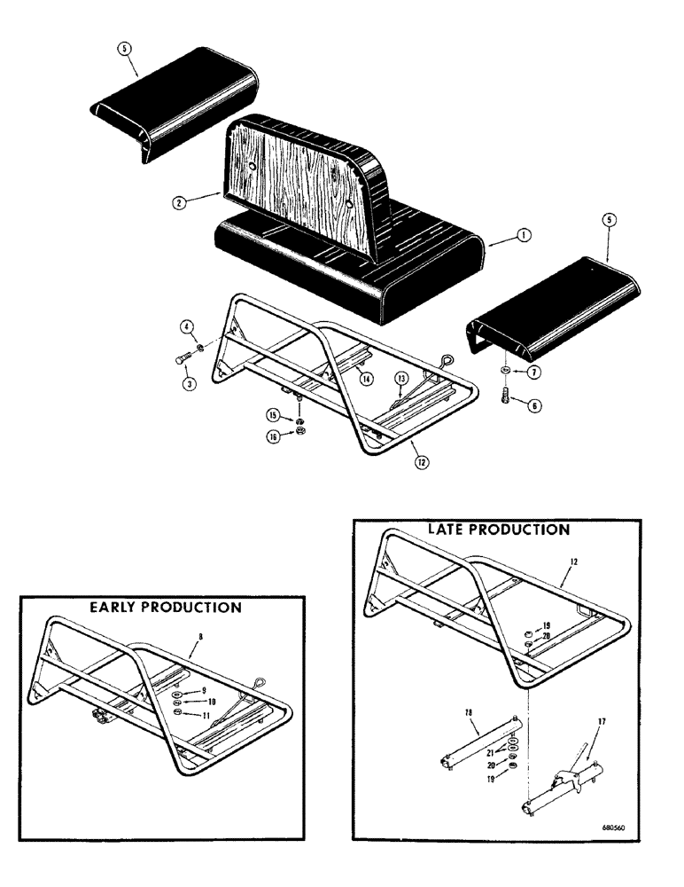 Схема запчастей Case 750 - (168) - SEAT FRAME AND CUSHIONS (05) - UPPERSTRUCTURE CHASSIS