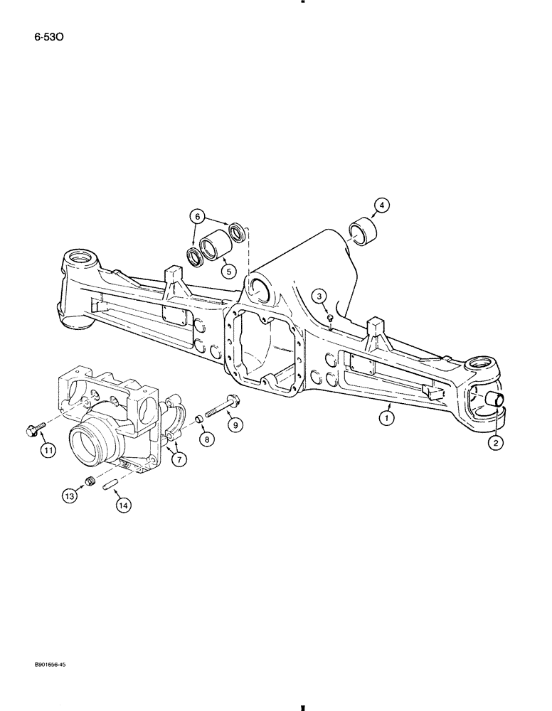 Схема запчастей Case 580K - (6-053O) - FRONT DRIVE AXLE, AXLE HOUSING (06) - POWER TRAIN