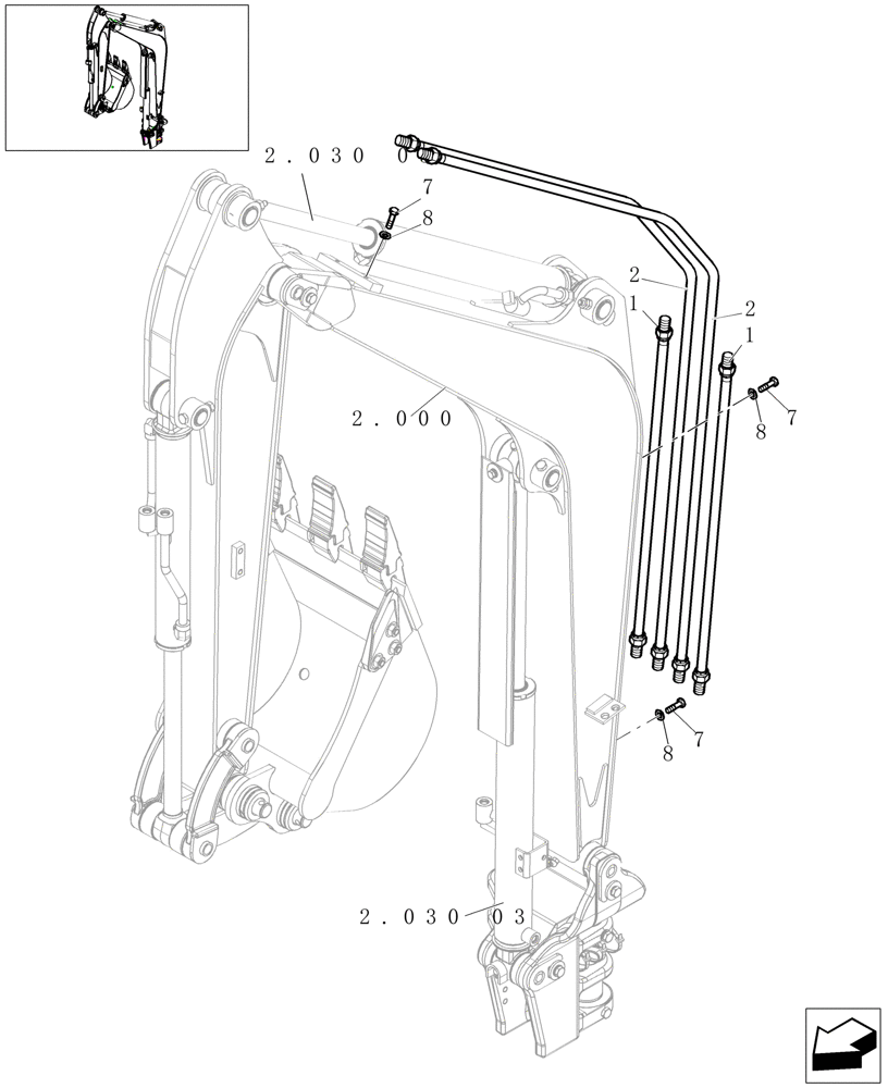 Схема запчастей Case CX16B - (2.030[01]) - BOOM PIPING (84) - BOOMS, DIPPERS & BUCKETS