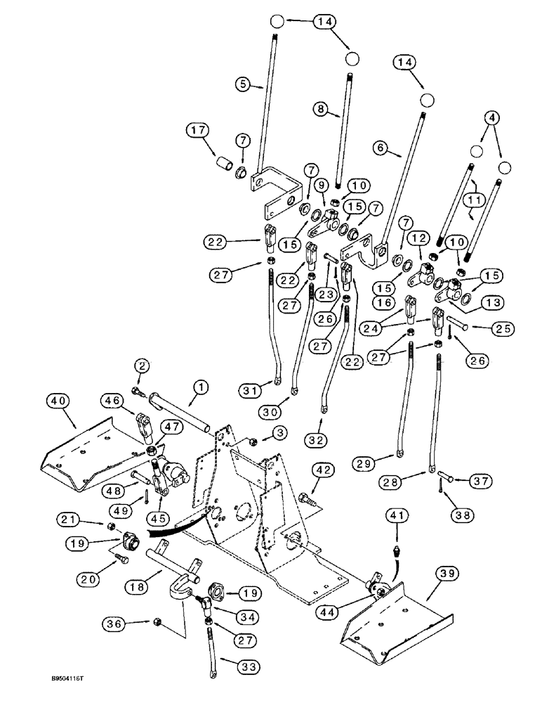 Схема запчастей Case 580SL - (9-020) - BACKHOE CONTROLS WITH FOOT SWING, WITH NON-EXTENDABLE DIPPER USED W/180378A1 CONTROL TOWER SUPPORT (09) - CHASSIS/ATTACHMENTS