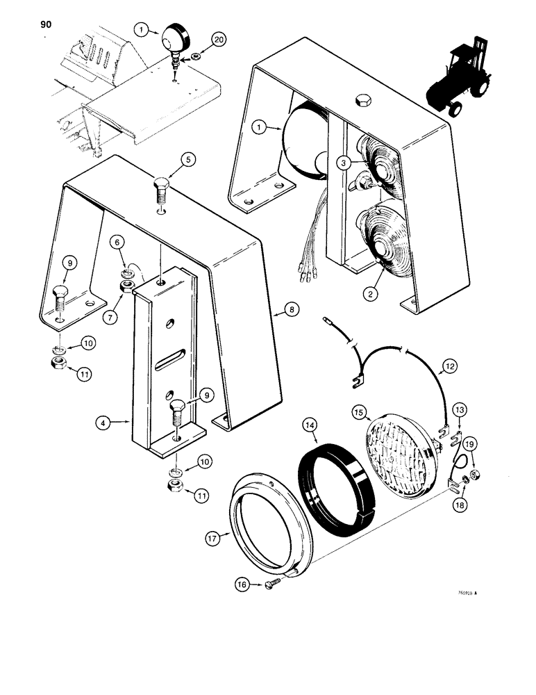 Схема запчастей Case 584C - (090) - FRONT AND REAR LAMPS AND CONNECTIONS (55) - ELECTRICAL SYSTEMS