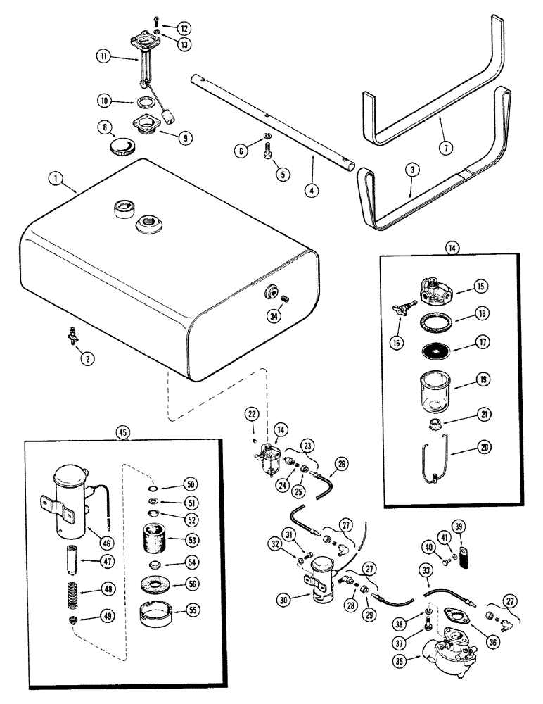 Схема запчастей Case 680CK - (050) - FUEL TANK AND FILTER, (251) SPARK IGNITION ENGINE, FUEL PUMP 