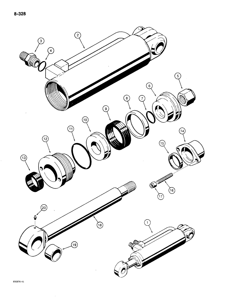 Схема запчастей Case 780C - (8-328) - A17668 AND A17669 CLAM CYLINDERS, USED WITH 1-1/2 CUBIC YARD CLAM BUCKET (08) - HYDRAULICS