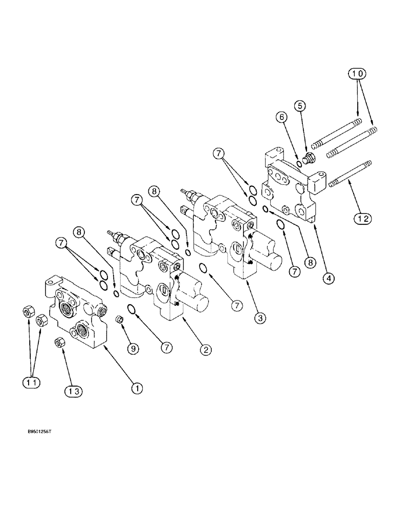 Схема запчастей Case 570LXT - (8-098) - AUXILIARY VALVE, TWO SPOOL (08) - HYDRAULICS