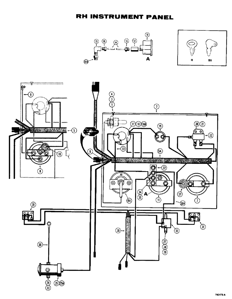 Схема запчастей Case 780 - (108) - ELECTRICAL SYSTEM, RIGHT HAND INSTRUMENT PANEL (04) - ELECTRICAL SYSTEMS