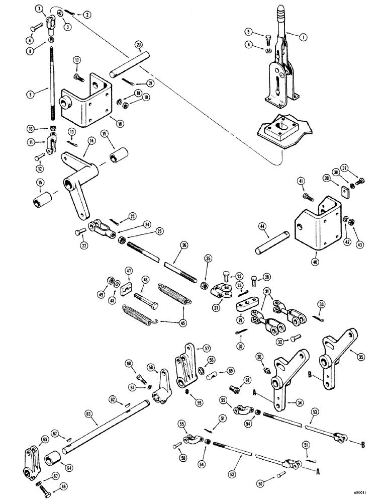 Схема запчастей Case 680CK - (110) - PARKING BRAKE AND LINKAGE (33) - BRAKES & CONTROLS