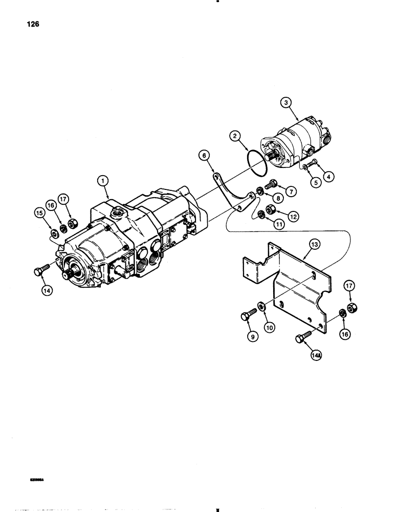 Схема запчастей Case 1845B - (126) - TANDEM PUMP ASSEMBLY AND MOUNTING (06) - POWER TRAIN