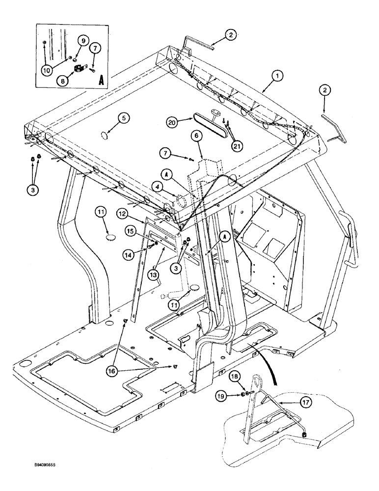 Схема запчастей Case 590SL - (9-132) - ROPS CANOPY/OPERATOR COMPARTMENT (09) - CHASSIS/ATTACHMENTS