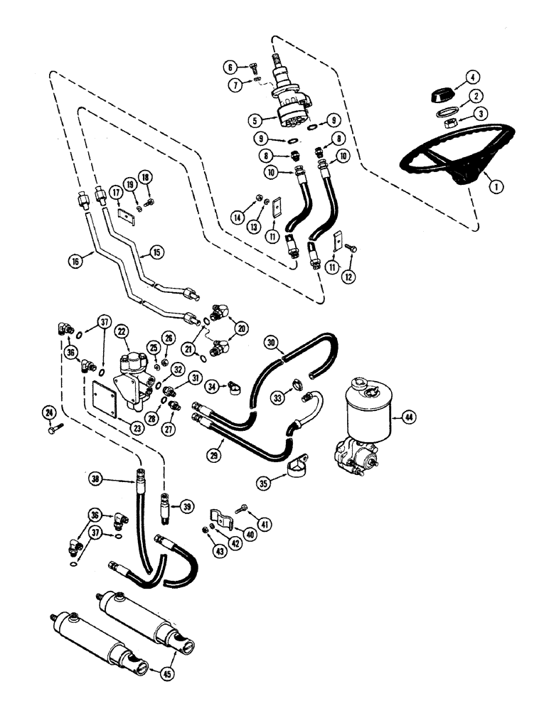 Схема запчастей Case 680CK - (079A) - STEERING LINKAGE & HYDRAULICS, USED PRIOR TO LOADER SER. NO. 9100861 