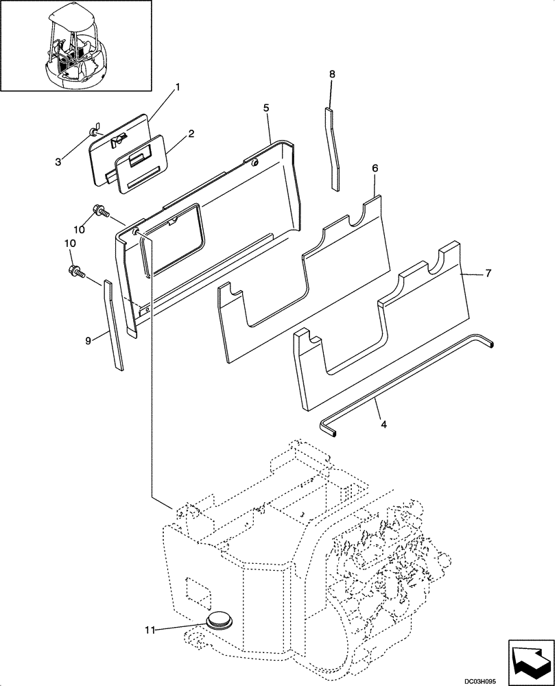 Схема запчастей Case CX25 - (09-42[00]) - HEATER SUPPORTS - CAB (09) - CHASSIS/ATTACHMENTS