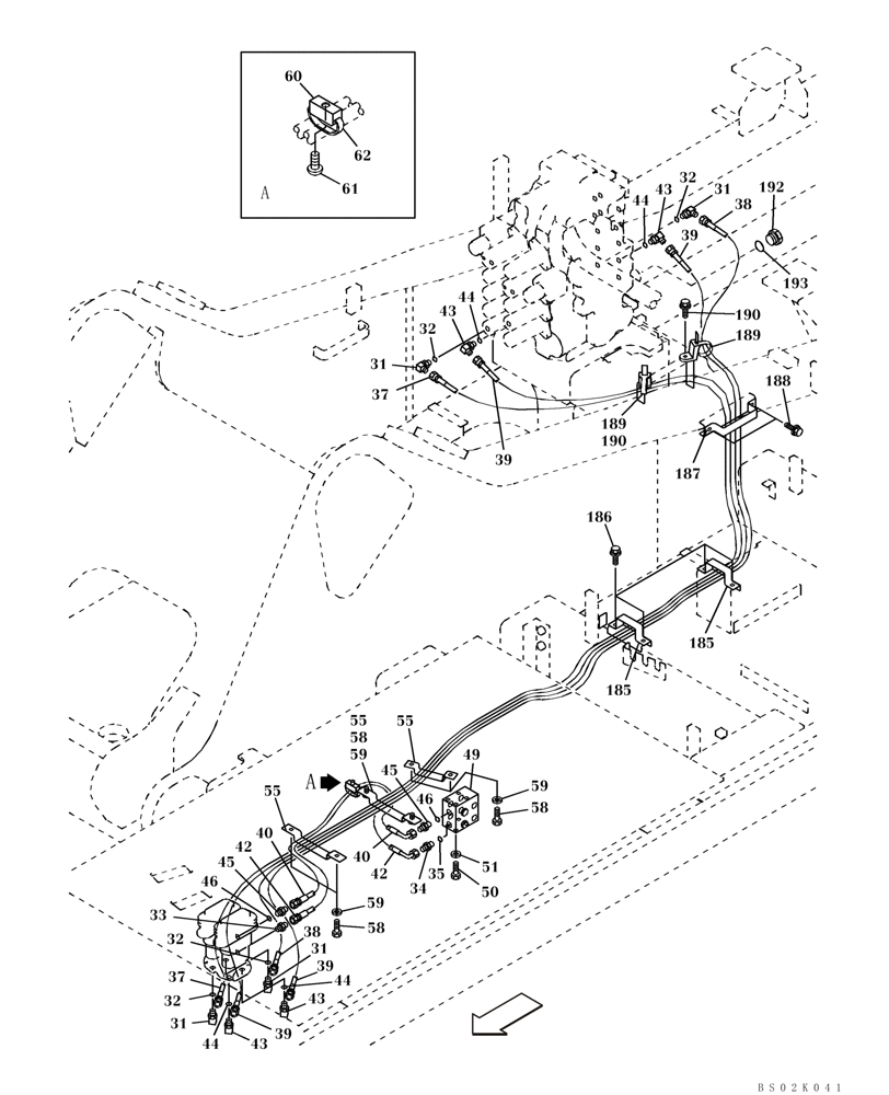 Схема запчастей Case CX330 - (08-031-01[01]) - PILOT CONTROL LINES, TRAVEL - MODELS WITH CONTROL SELECTOR VALVE (08) - HYDRAULICS