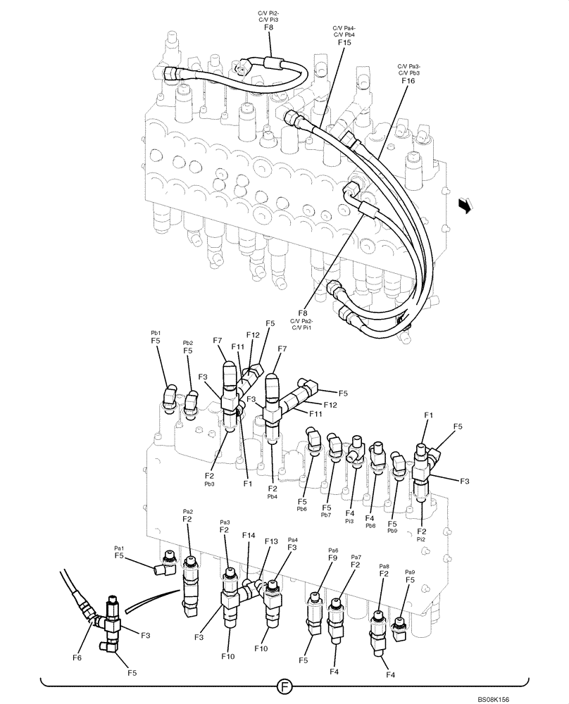 Схема запчастей Case CX50B - (01-041) - CONTROL LINES, REMOTE (MULTI) (PY06H00011F1) (05) - SUPERSTRUCTURE