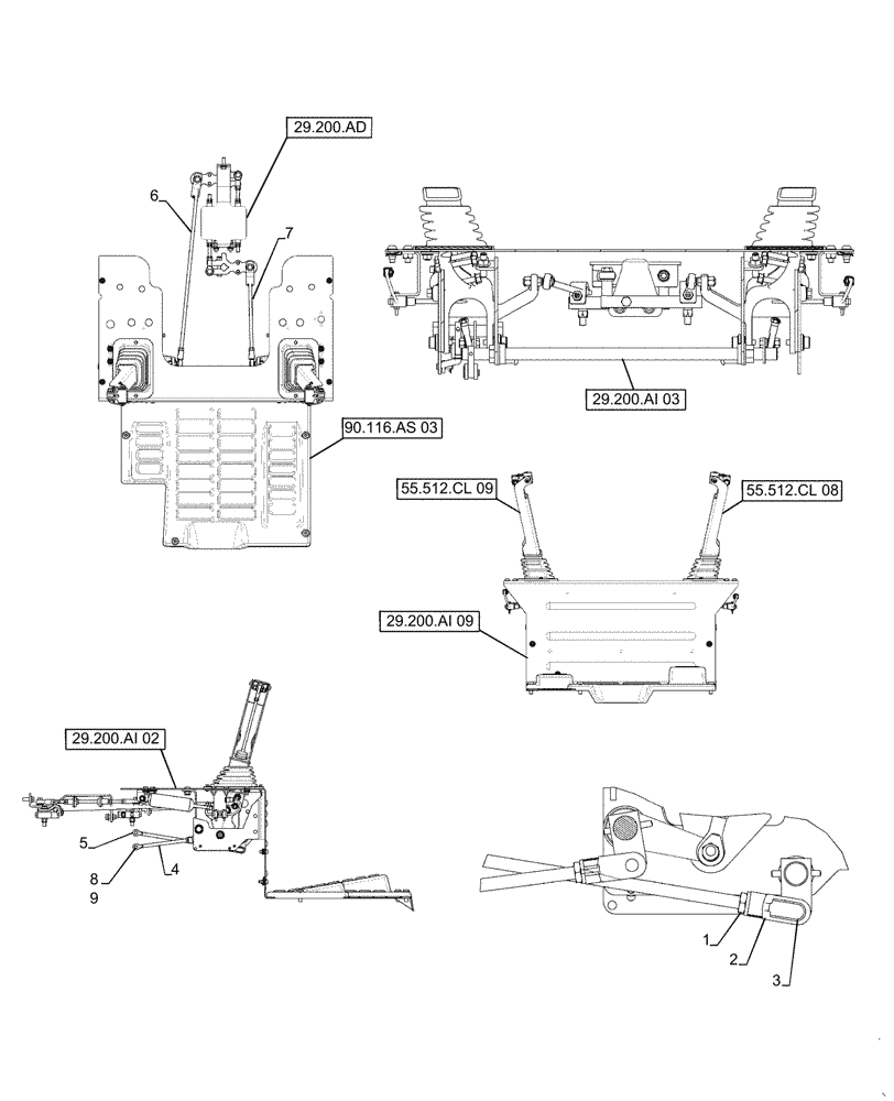 Схема запчастей Case SR150 - (29.200.AI[06]) - HAND CONTROLS, MANUAL SM FRAME (SR130,SR150) (29) - HYDROSTATIC DRIVE