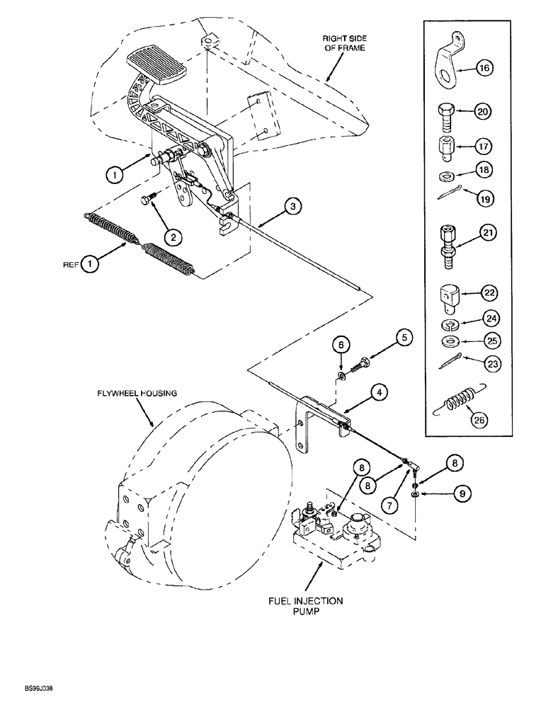 Схема запчастей Case 689G - (03-04) - THROTTLE AND LINKAGE (03) - FUEL SYSTEM