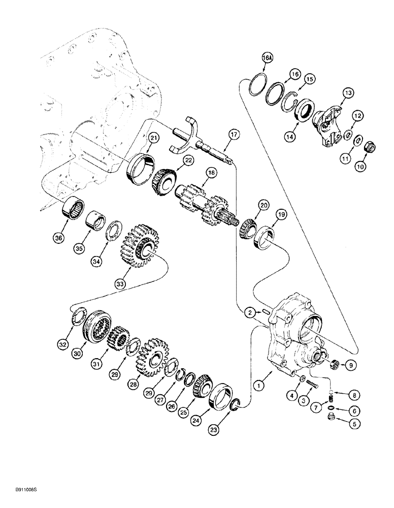 Схема запчастей Case 650G - (6-10) - TRANSMISSION ASSEMBLY - RANGE SHIFT (06) - POWER TRAIN