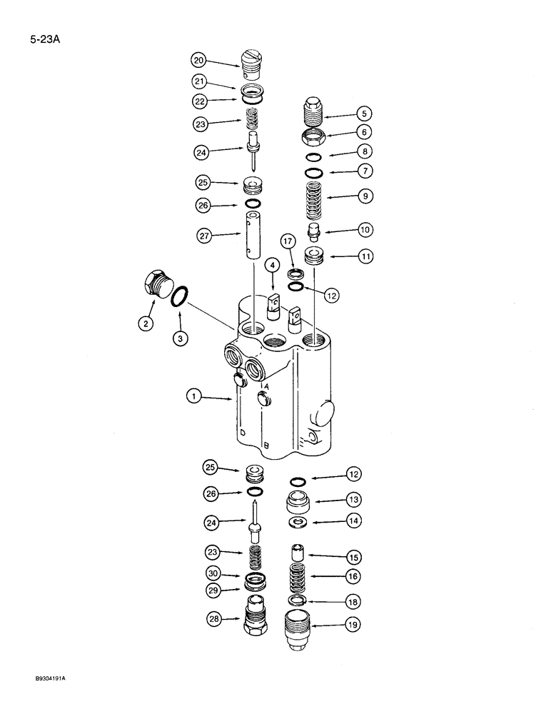 Схема запчастей Case 360 - (5-23A) - STEERING AND ATTACHMENT LIFT CONTROL VALVE - H672732 (05) - STEERING