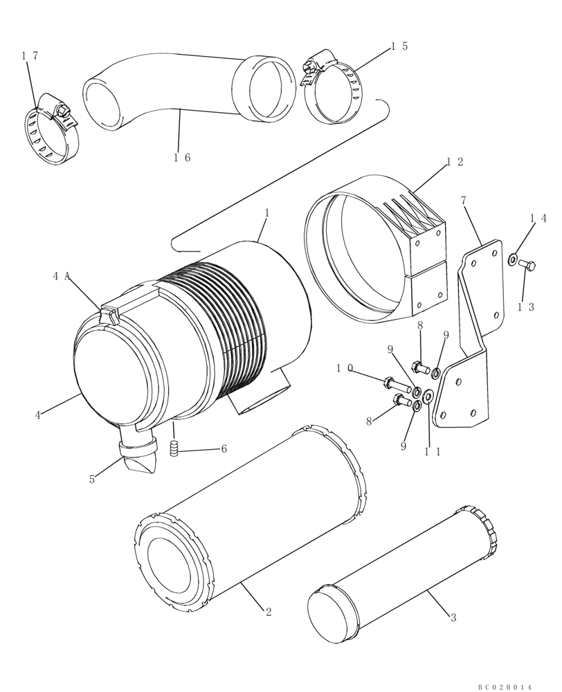 Схема запчастей Case 90XT - (02-04) - AIR CLEANER - ENGINE (02) - ENGINE