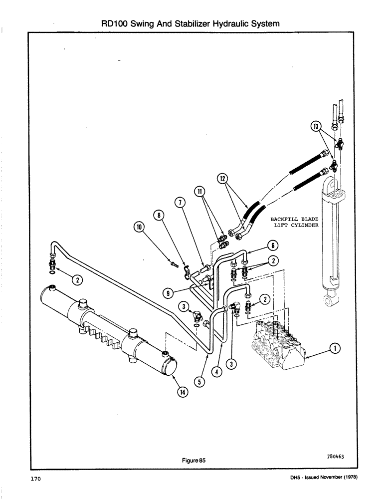 Схема запчастей Case DH5 - (170) - RD100 SWING AND STABILIZER HYDRAULIC SYSTEM (35) - HYDRAULIC SYSTEMS