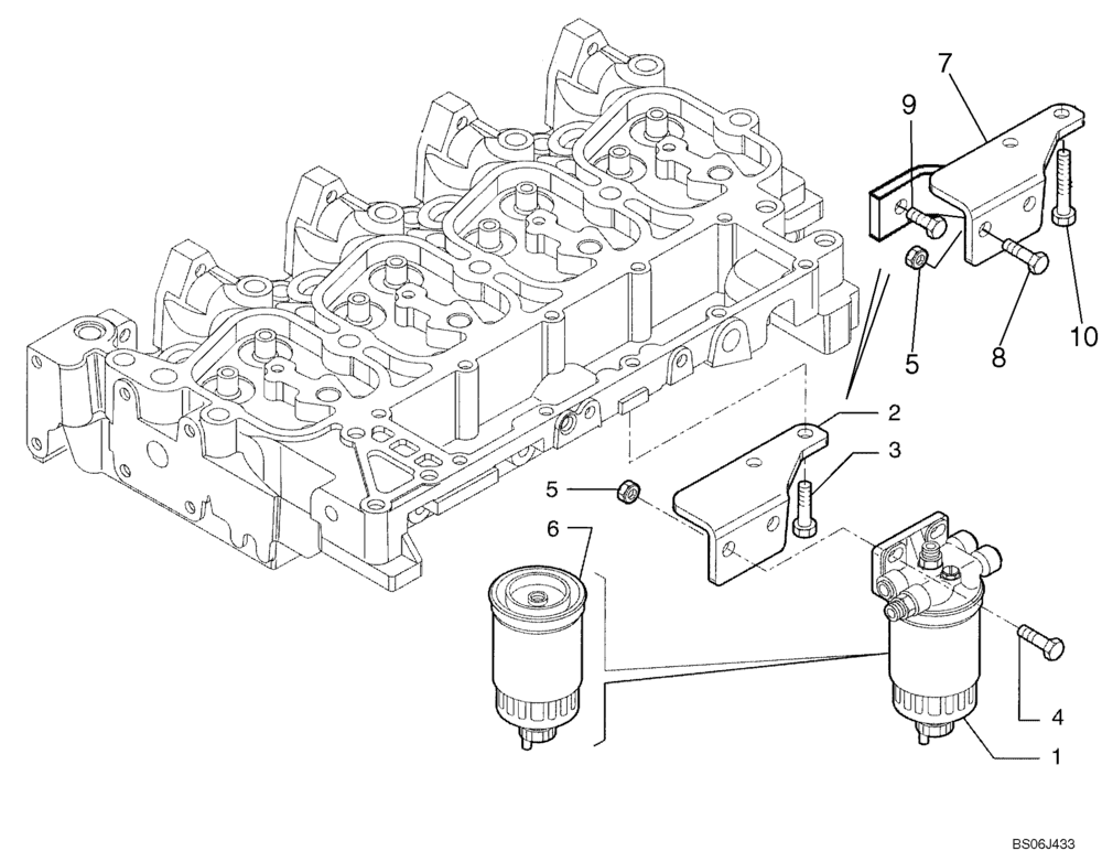 Схема запчастей Case 580SM - (03-08) - FUEL FILTER (03) - FUEL SYSTEM