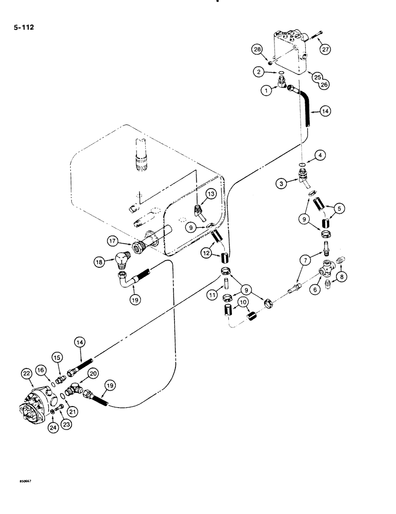 Схема запчастей Case DH4B - (5-112) - BASIC STEERING HYDRAULIC CIRCUIT (05) - STEERING