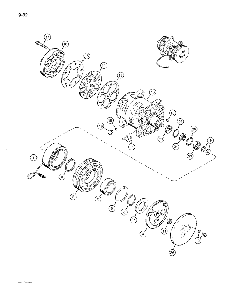 Схема запчастей Case 621 - (9-82) - AIR CONDITIONING COMPRESSOR ASSEMBLY (09) - CHASSIS/ATTACHMENTS