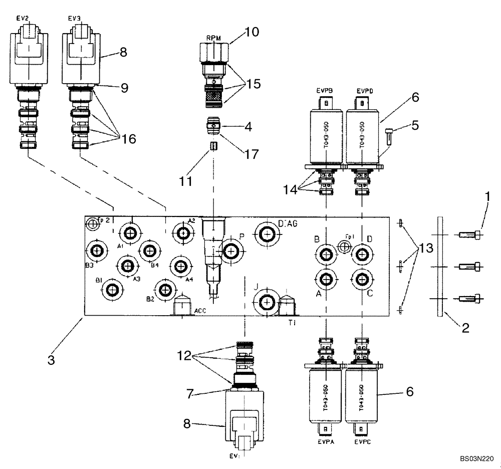 Схема запчастей Case 590SM - (08-51) - VALVE ASSY, PRESSURE REDUCING (2 SPOOL) (WITH PILOT CONTROLS) (08) - HYDRAULICS