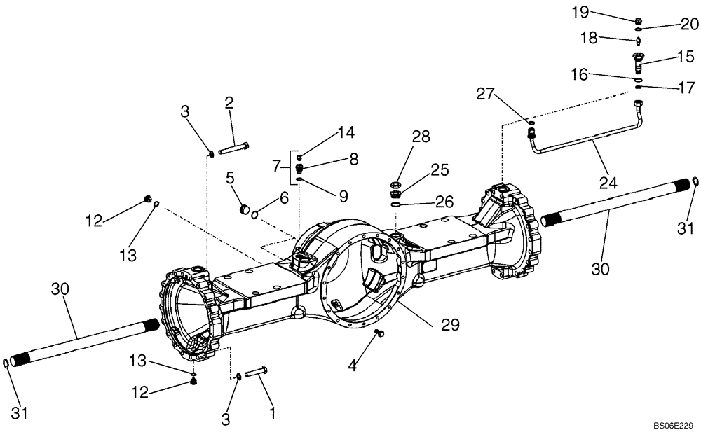 Схема запчастей Case 821E - (06-42) - AXLE, FRONT - HOUSING (06) - POWER TRAIN