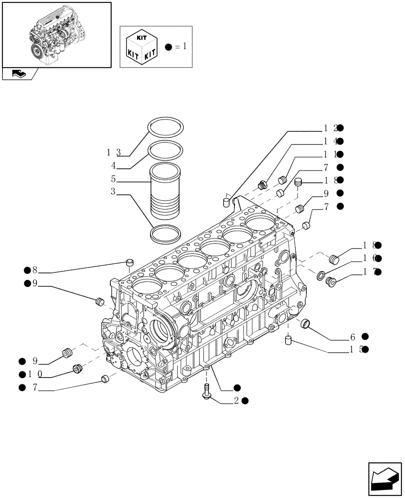 Схема запчастей Case F3AE0684S E908 - (0.04.0) - CYLINDER BLOCK & RELATED PARTS (504137348 - 504071143) 