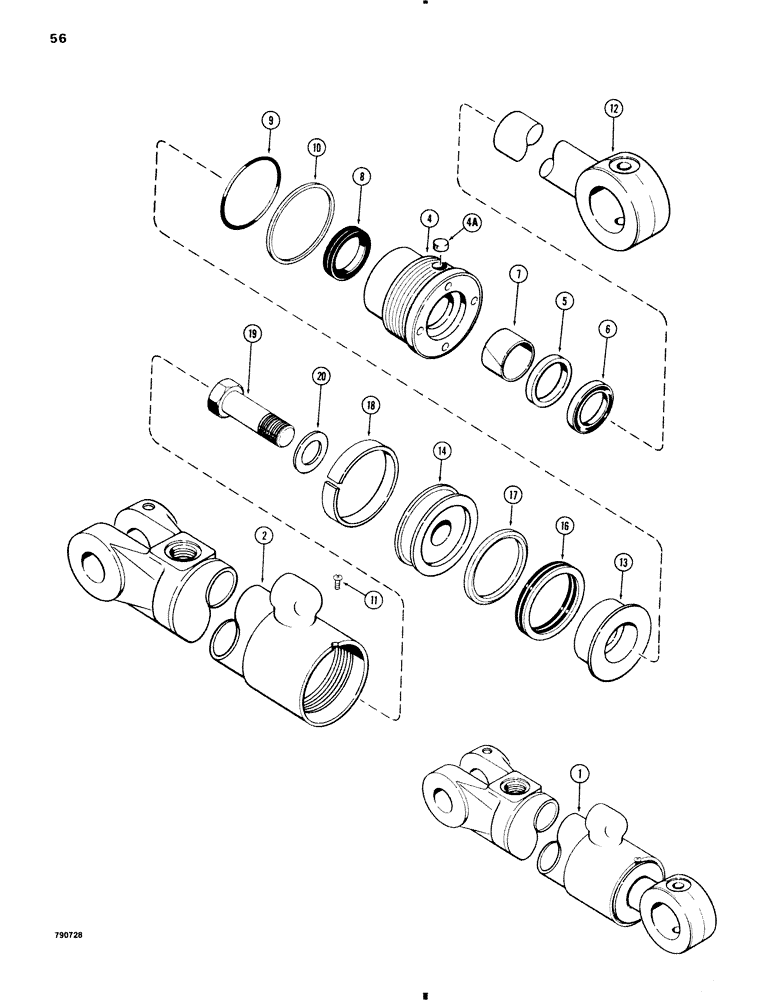 Схема запчастей Case 35 - (056) - G33881 BOOM CYLINDER, WITH TWO PIECE PISTON 