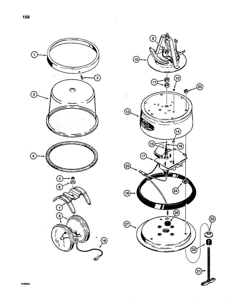 Схема запчастей Case W24C - (158) - ROTATING BEACON (04) - ELECTRICAL SYSTEMS