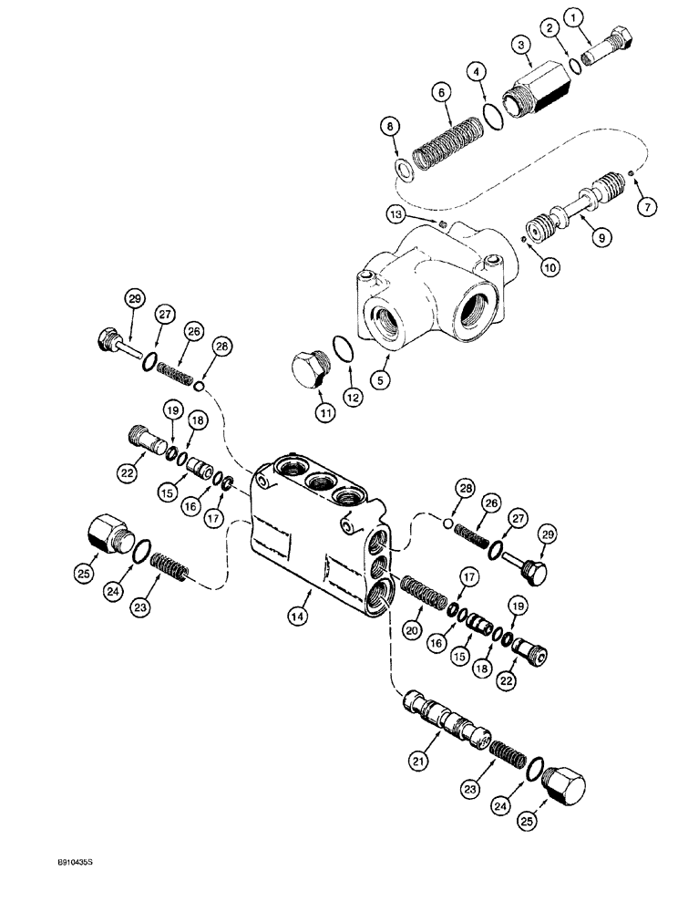 Схема запчастей Case 921 - (5-014) - FLOW CONTROL VALVE AND CUSHION VALVE (05) - STEERING