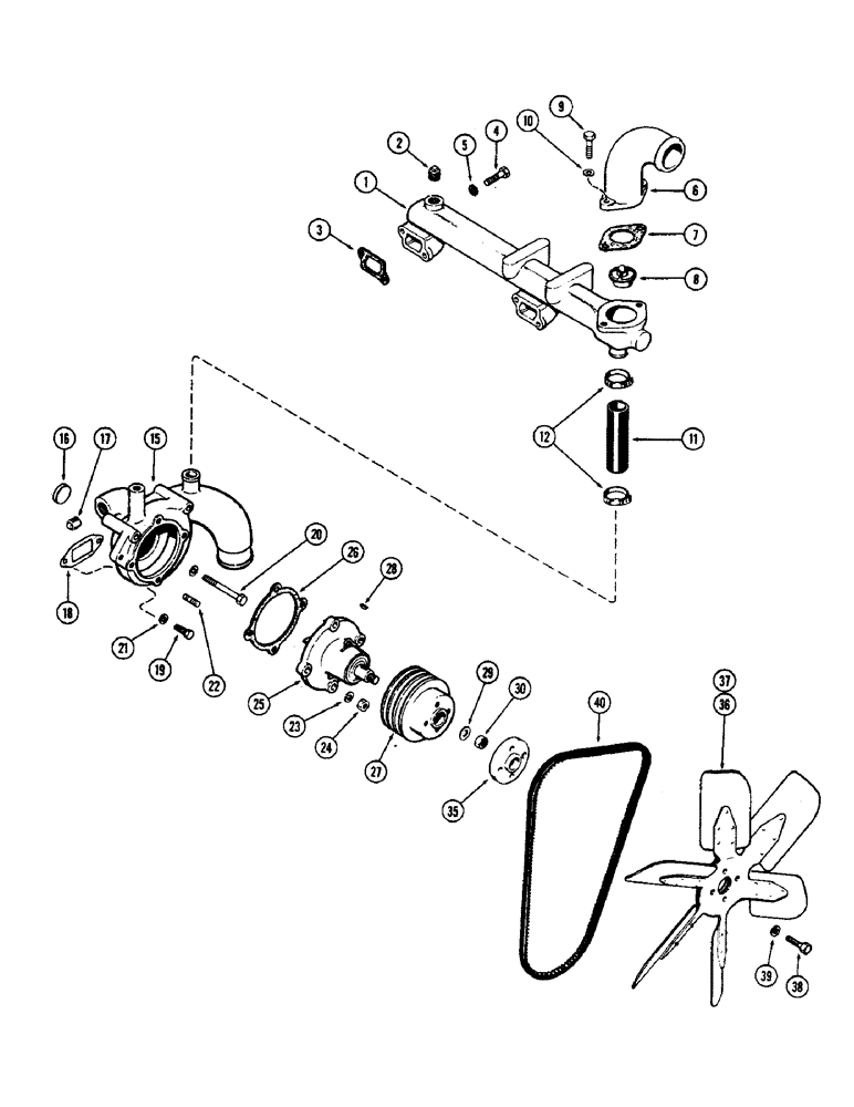 Схема запчастей Case W7E - (006) - WATER PUMP & ATTACHING PARTS, (301B) DIESEL ENGINE (02) - ENGINE