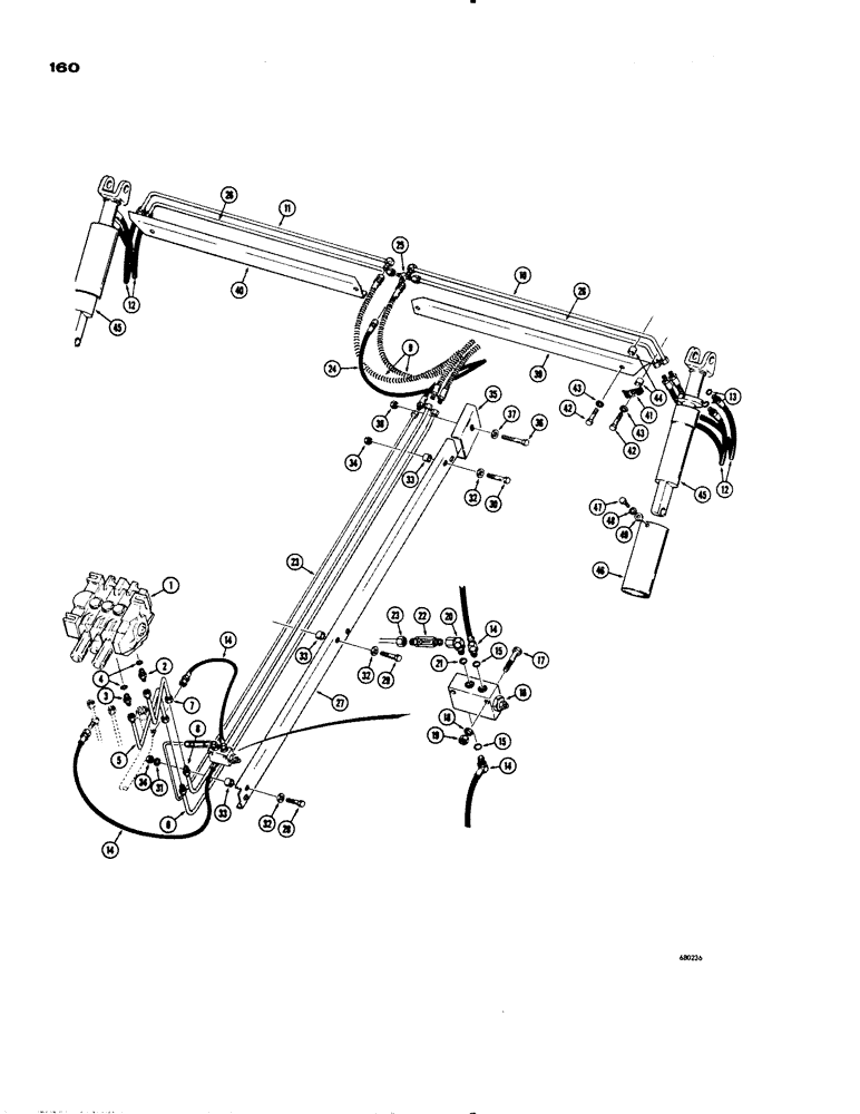 Схема запчастей Case 1150 - (160) - POWER ANGLE TILT DOZER HYDRAULICS, POWER TILT HYDRAULICS, USED ON TRAC. SN 7108999 - 7109298 (07) - HYDRAULIC SYSTEM