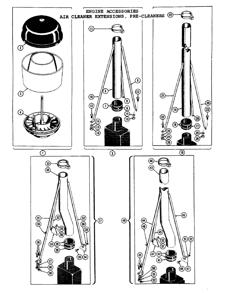 Схема запчастей Case 1000C - (046) - ENGINE ACCESSORIES, AIR CLEANER, EXTENSION, PRE-CLEANERS (01) - ENGINE