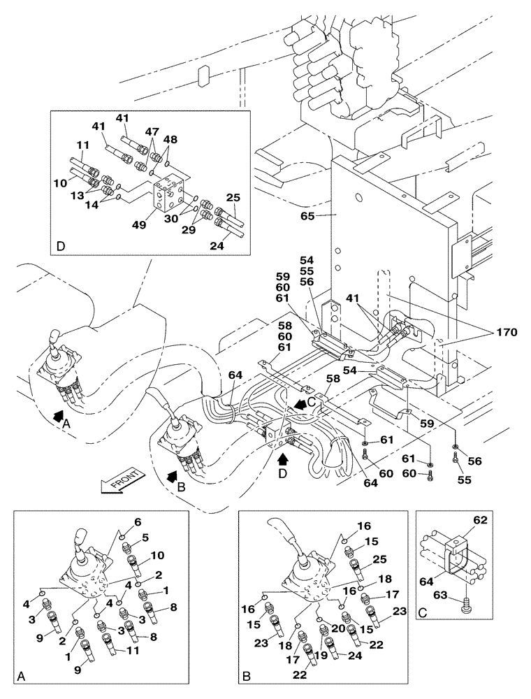 Схема запчастей Case CX350 - (08-085-00[01]) - HYDRAULIC CIRCUIT - PILOT (08) - HYDRAULICS