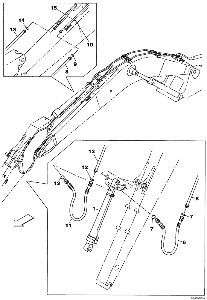 Схема запчастей Case CX130B - (08-13) - HYDRAULICS - BUCKET LINE (08) - HYDRAULICS