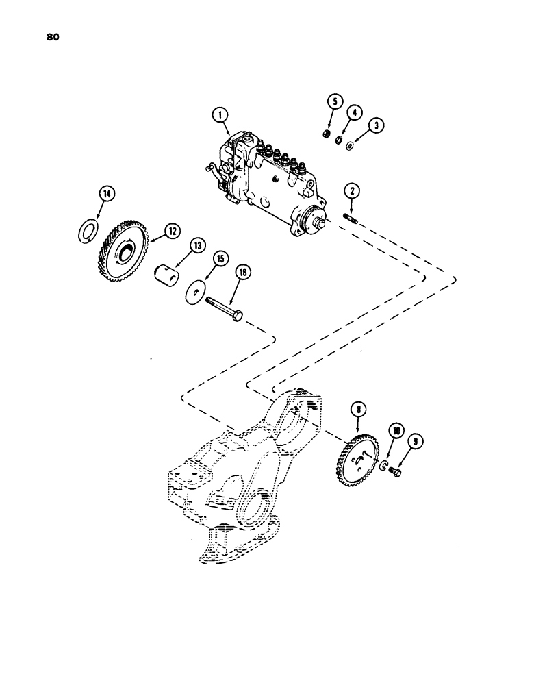 Схема запчастей Case W24C - (080) - INJECTION PUMP DRIVE, 504BD AND 504BDT DIESEL ENGINES (03) - FUEL SYSTEM